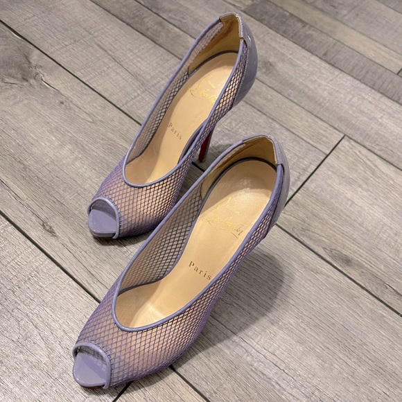 Christian Louboutin Elegant Purple mesh Peep-Toe Heels size 36.5 - Picture 1 of 9